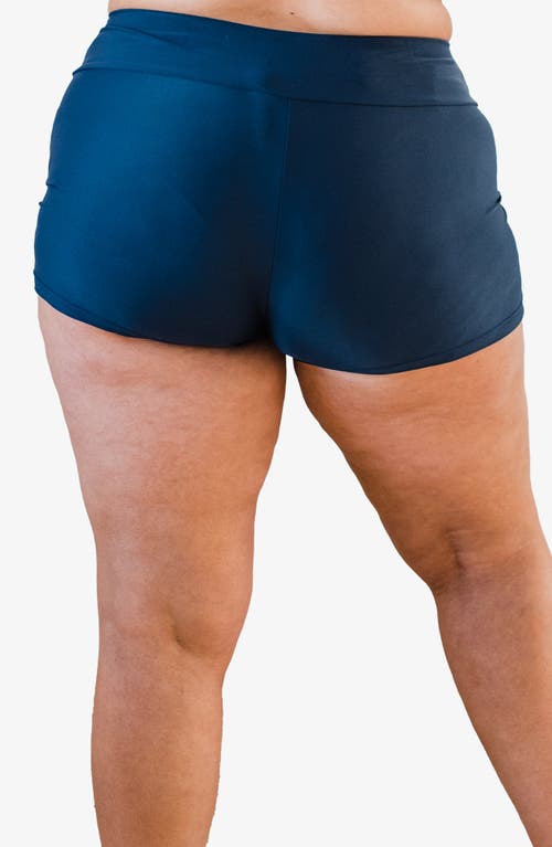 Calypsa Plus Size Swim Shorts In Blue