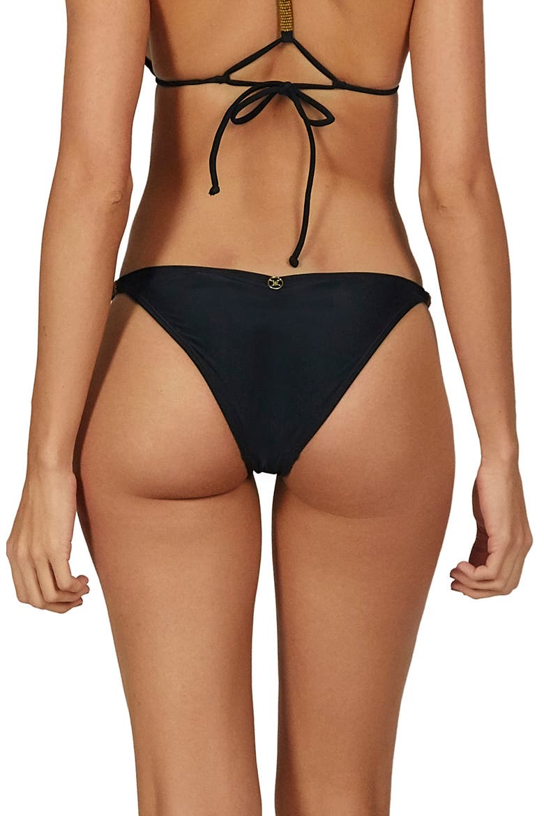 ViX Swimwear Ella Beaded Side Solid Bikini Bottom, Alternate, color, BLACK