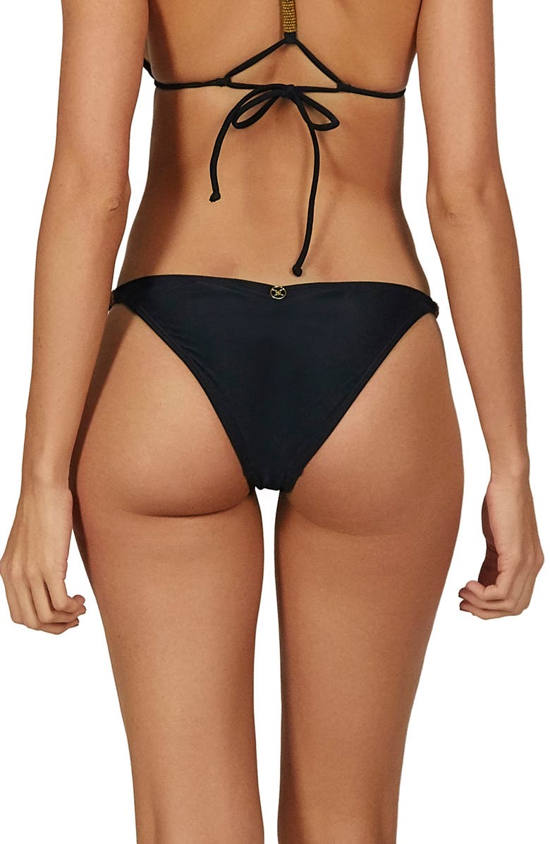 ViX Paula Hermanny ViX Swimwear Ella Beaded Side Solid Bikini Bottom, Alternate, color,