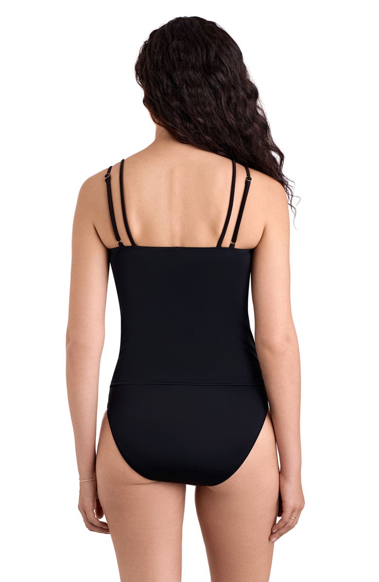 ShapeSolver Tessa Underwire V-Neck Tankini Swimsuit Top, Alternate, color, Black