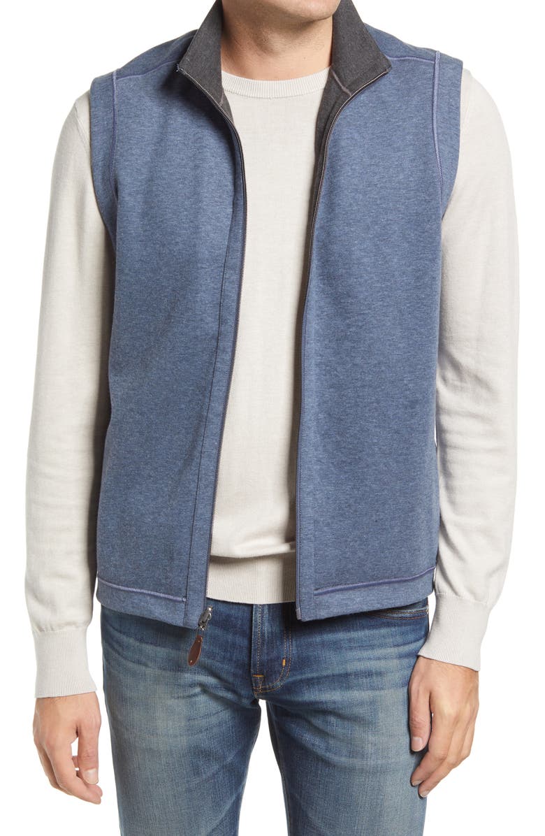 Johnston & Murphy Reversible Knit Vest, Alternate, color, Charcoal/Blue