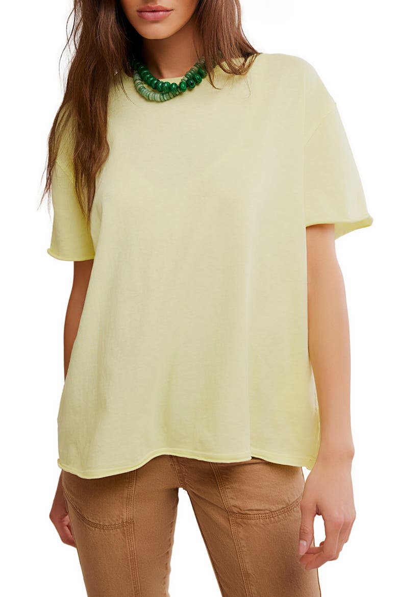 We The Free Nina Crewneck Cotton T-Shirt, Main, color, LEMON WATER