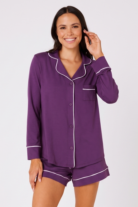 Pima Knit Long Sleeved Short Set