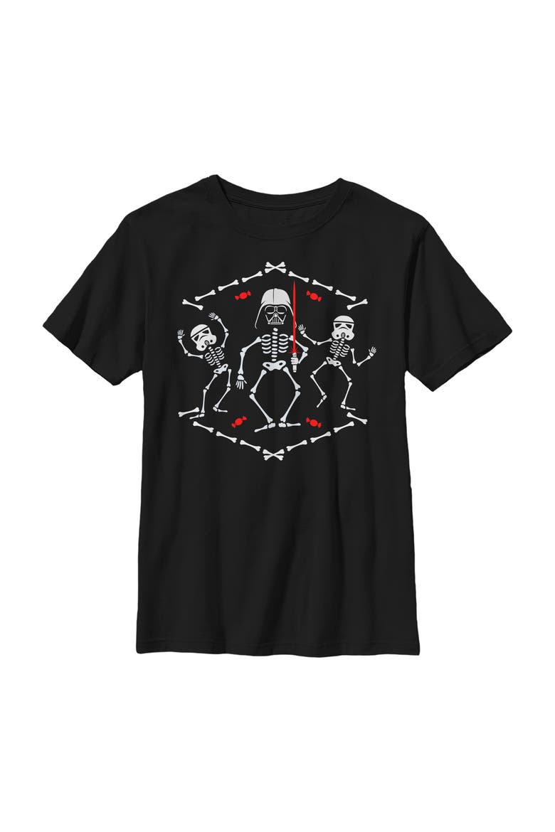 Boy's Star Wars Halloween Vader Skeleton Dance  Graphic T-Shirt, Main, color, Black