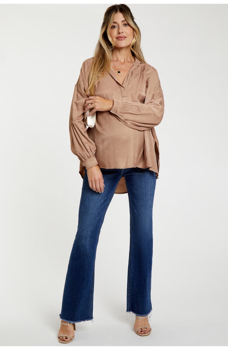 PinkBlush Raw Hem Bootcut Maternity Jeans, Main, color, Navy Blue