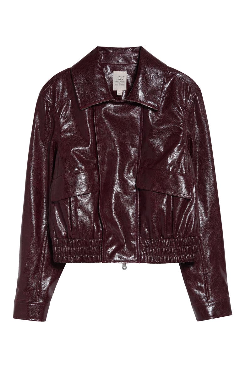 Alexander Faux Leather Jacket, Alternate, color, BLACK CHERRY