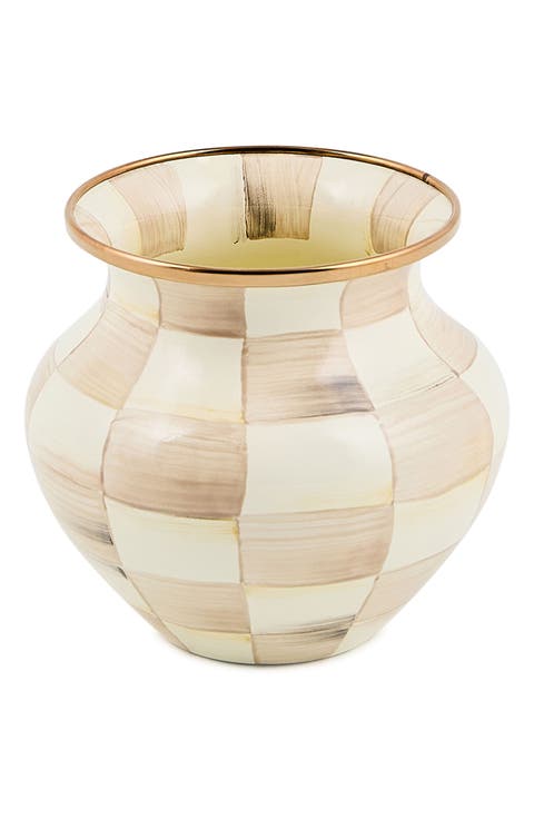 Mocha Check Tall Vase