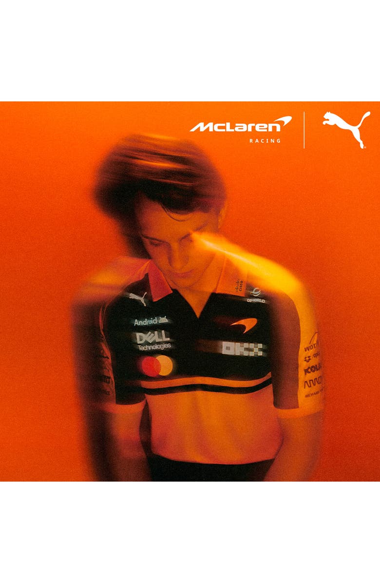 PUMA McLaren Graphic Logo Print Replica Regular Fit Polo, Alternate, color, Papaya