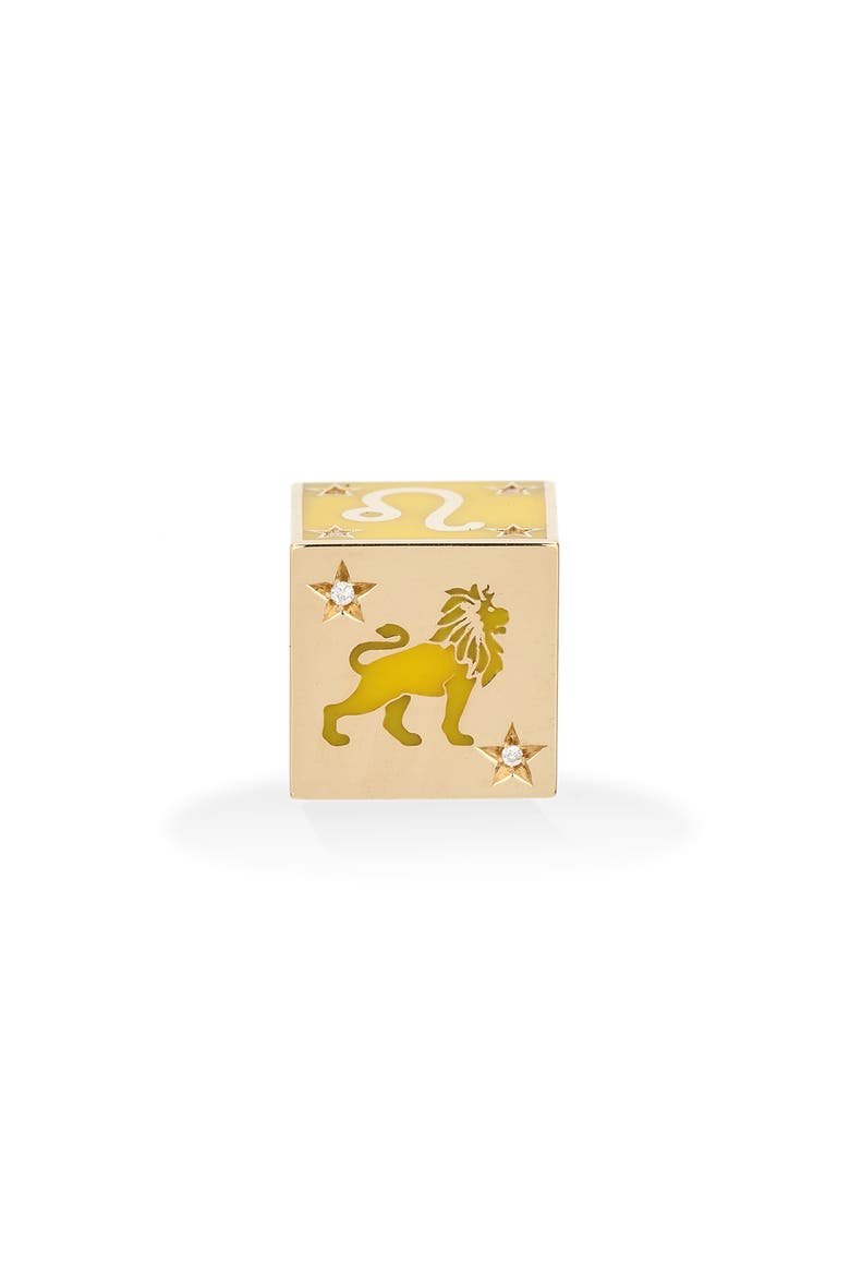 Zodiac Diamond Bead Charm, Alternate, color, YELLOW GOLD LEO