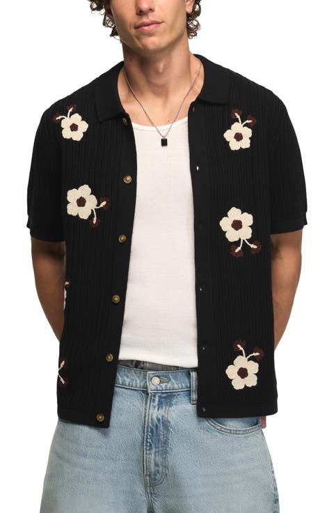Crochet Flower Short Sleeve Cardigan