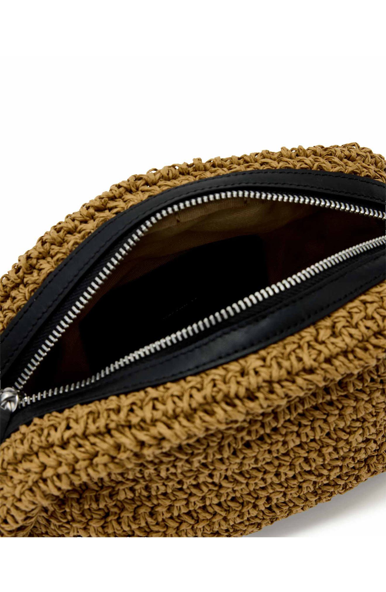AllSaints Arc Raffia Crossbody Bag, Alternate, color, Biscuit Brown