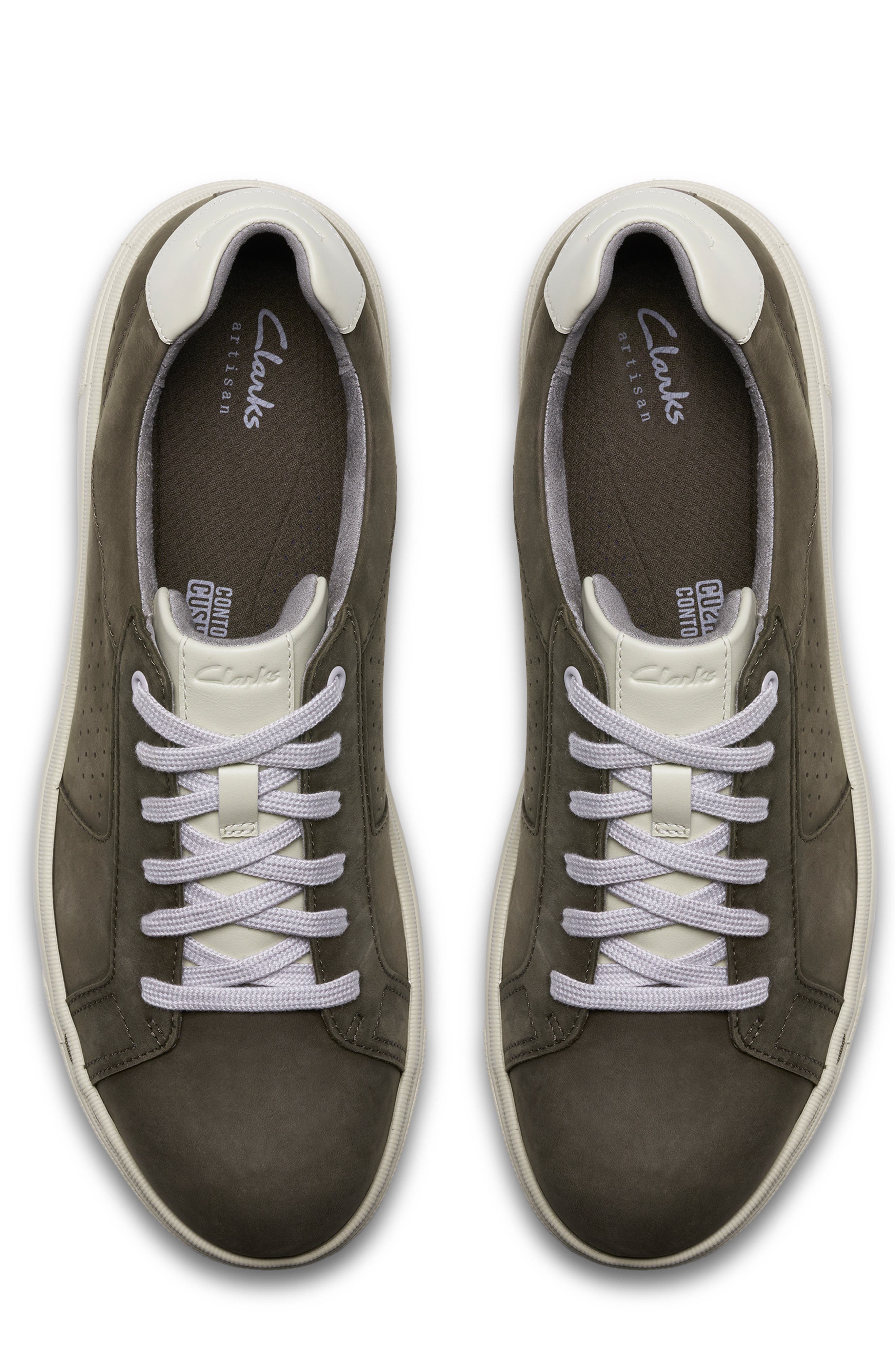 Clarks<sup>®</sup> Mapstone Tie Sneaker, Alternate, color, Olive Nubuck
