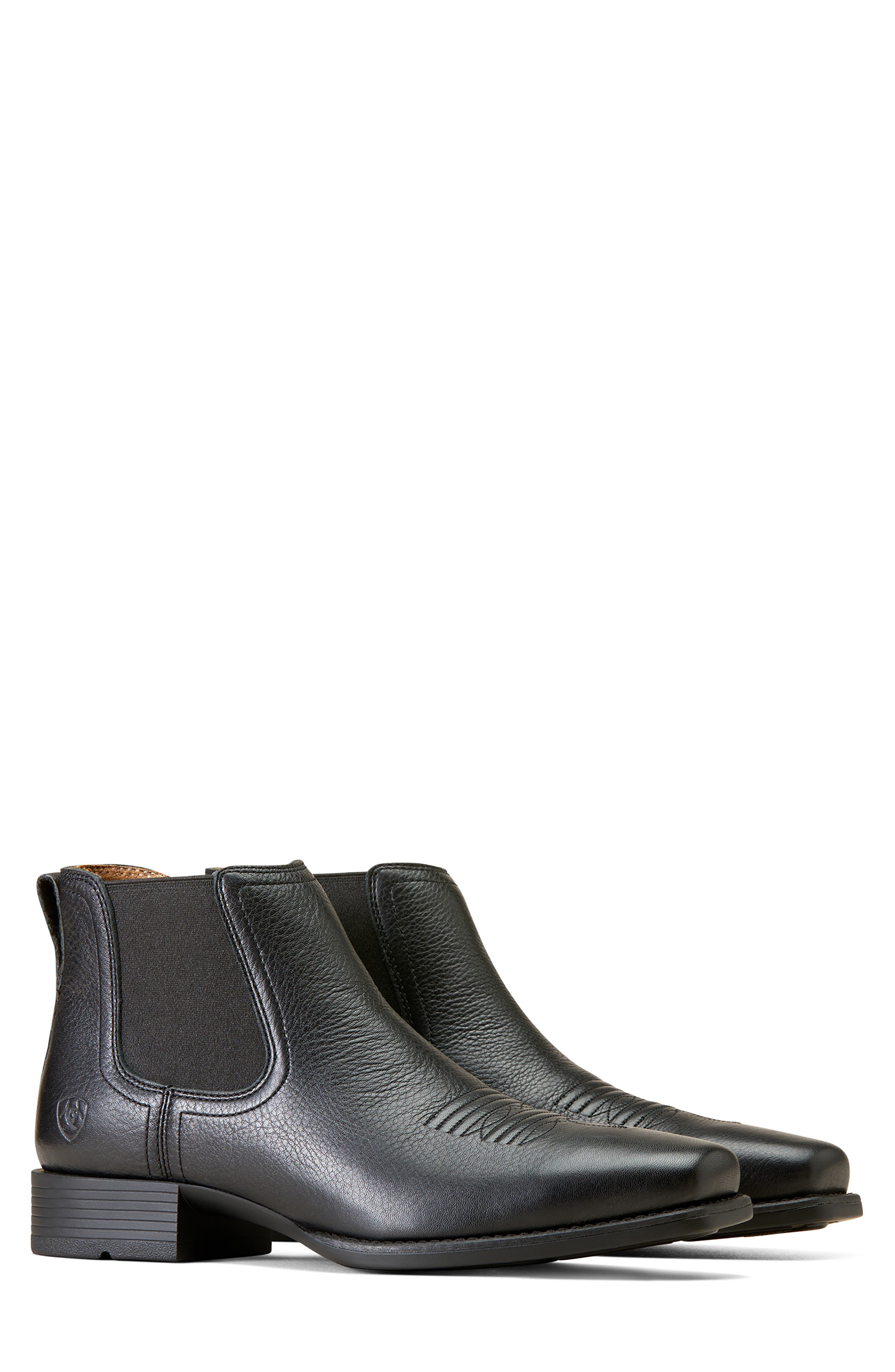 Ariat Booker Ultra Square Toe Western Chelsea Boot, Alternate, color, Black Deertan