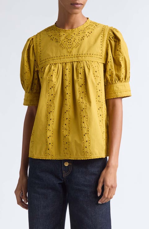 Una Eyelet Cotton Top