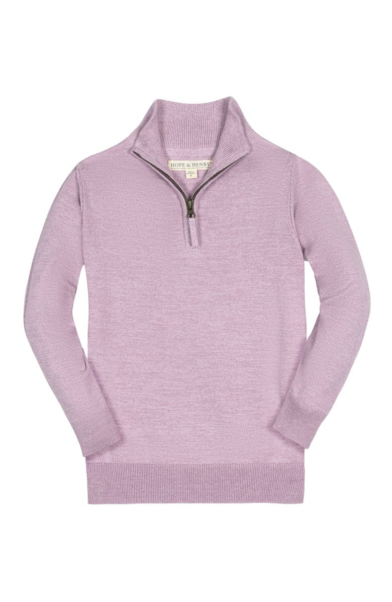 Hope & Henry Baby Boys' Organic Fine Gauge Half Zip Sweater, Infant, Main, color, Lavender Marl