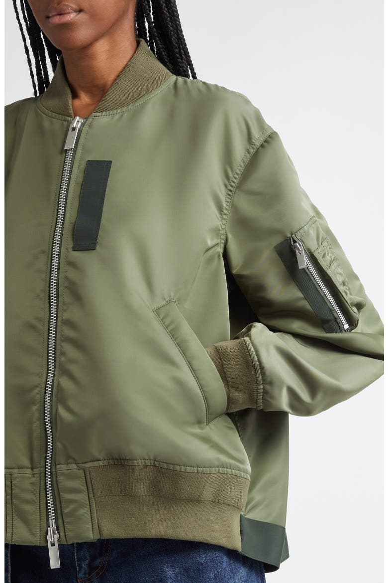 Nylon Twill Bomber Jacket, Alternate, color, KHAKI