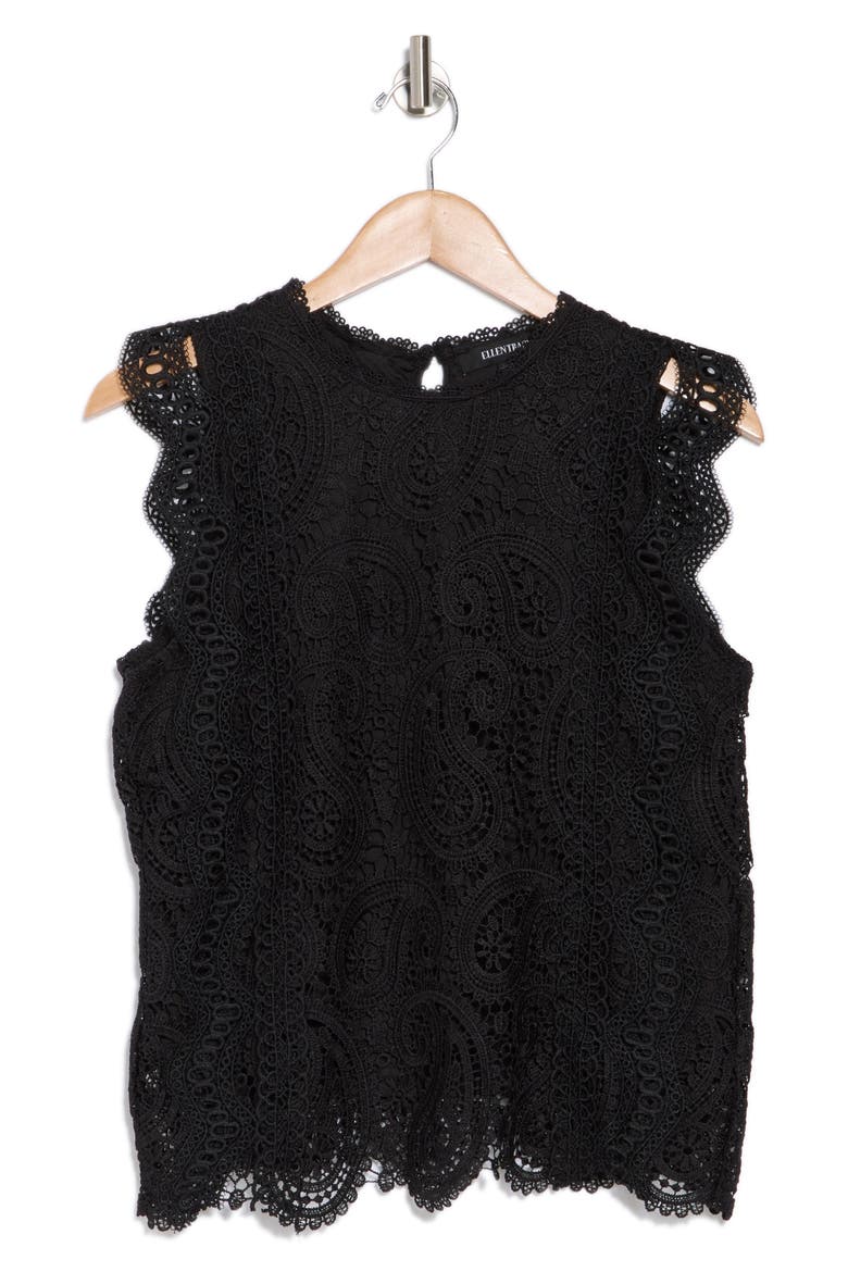 Sleeveless Lace Top, Alternate, color, BLACK