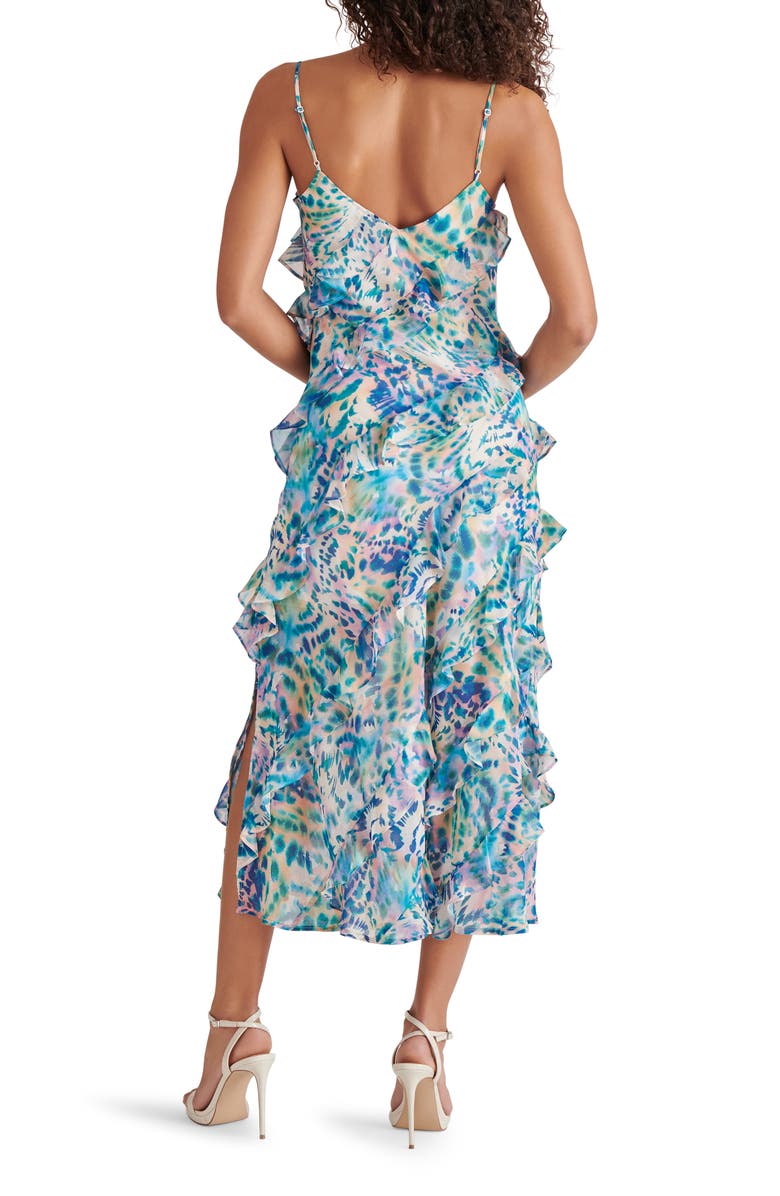 Steve Madden Dion Tiered Ruffle Maxi Slipdress, Alternate, color, Blue Coral