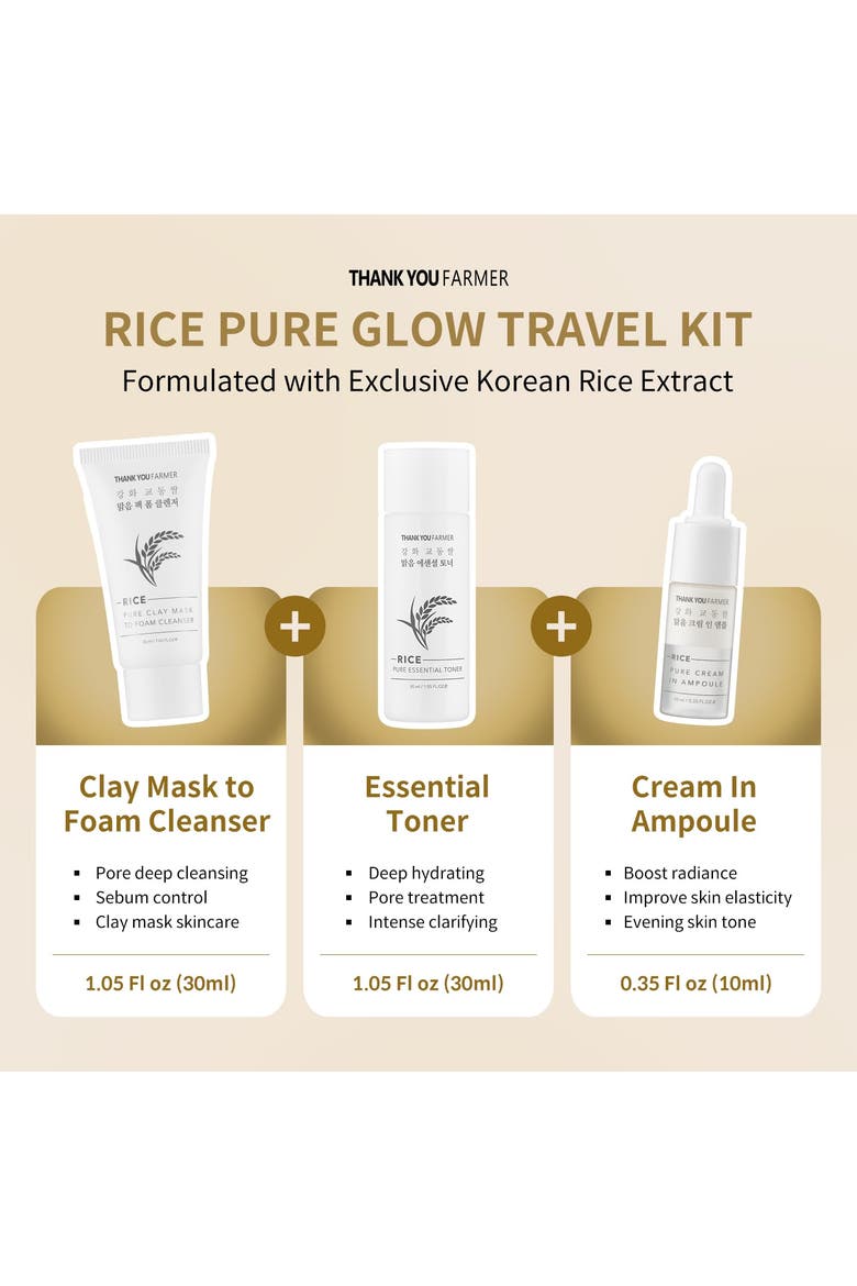 Rice Pure Glow Travel Kit, Alternate, color, White