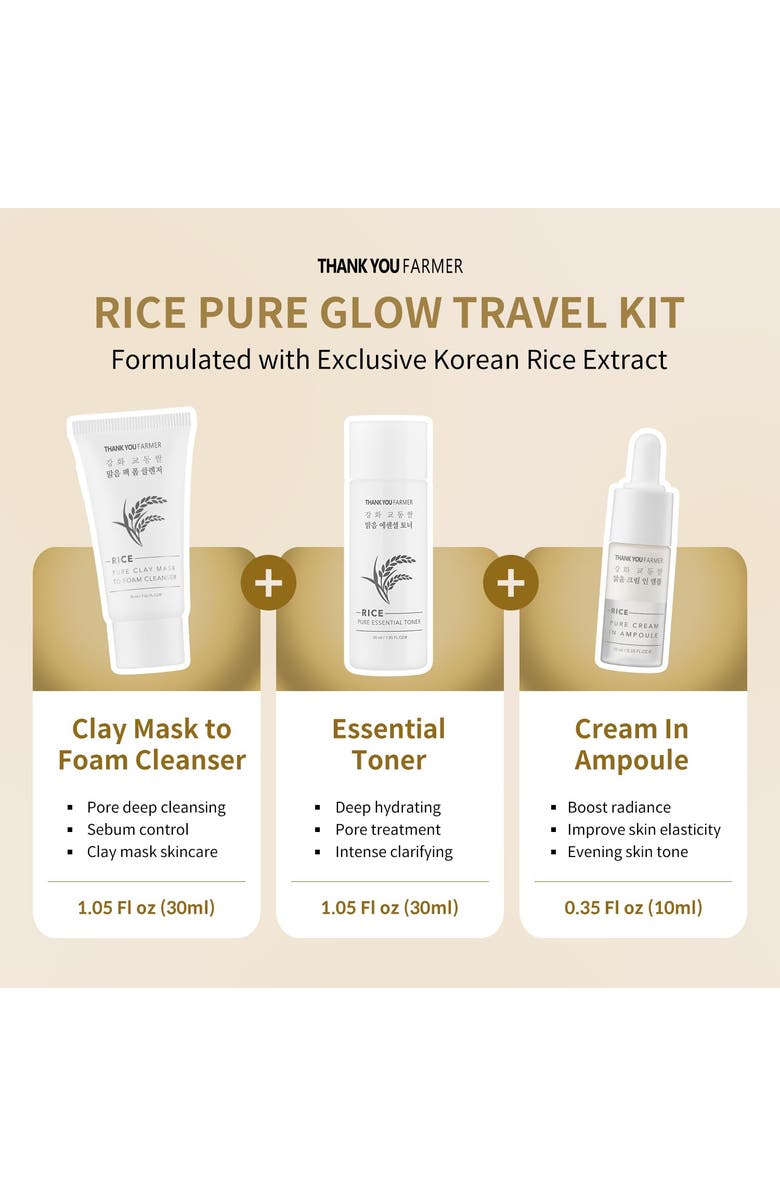 THANK YOU FARMER Rice Pure Glow Travel Kit, Alternate, color, White