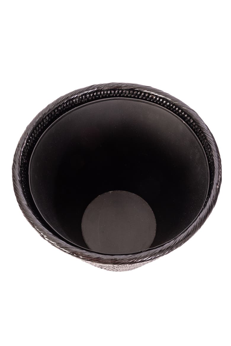 Artifacts Rattan Round Tapered Waste Basket with Metal Liner, Alternate, color, Tudor Black
