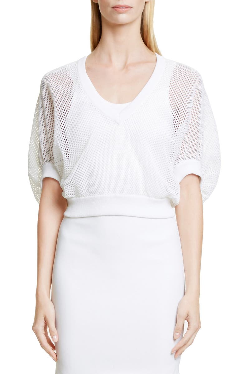 Givenchy Victorian Sleeve Knit Mesh Top, Main, color,