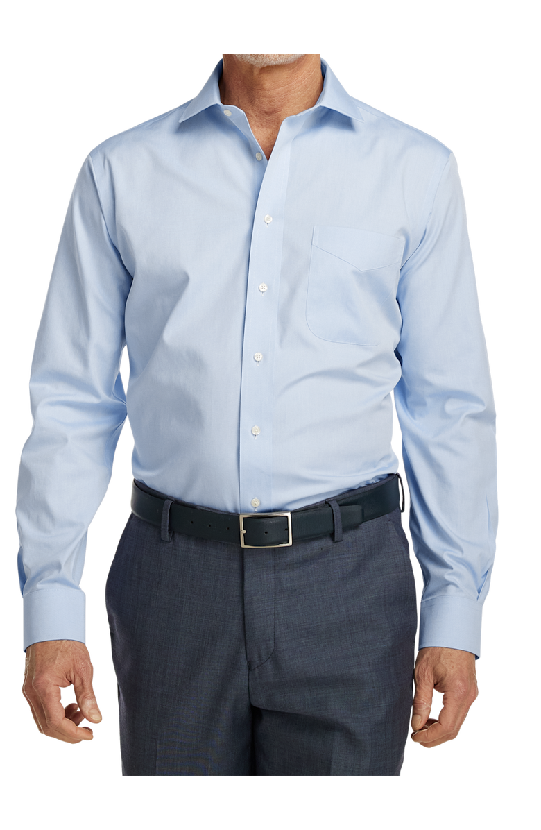 Paul Fredrick Non-iron Cotton Pinpoint Solid Spread Collar Dress Shirt, Alternate, color, Blue