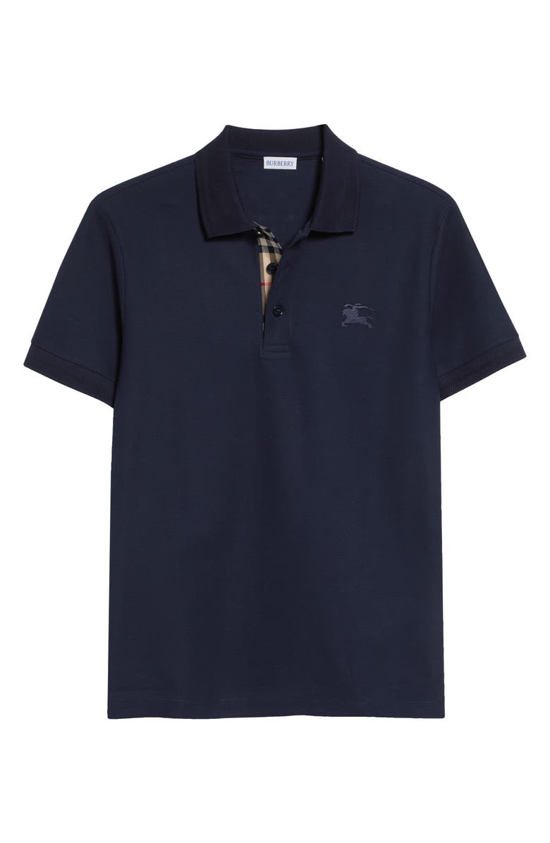 Burberry Eddie EKD Embroidered Cotton Piqué Polo, Main, color, Coal Blue