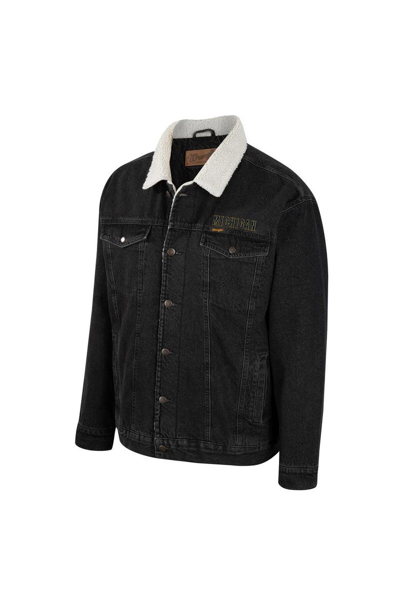 Men's Colosseum x Wrangler Charcoal Michigan Wolverines Western Button-Up Denim Jacket, Alternate, color, Charcoal