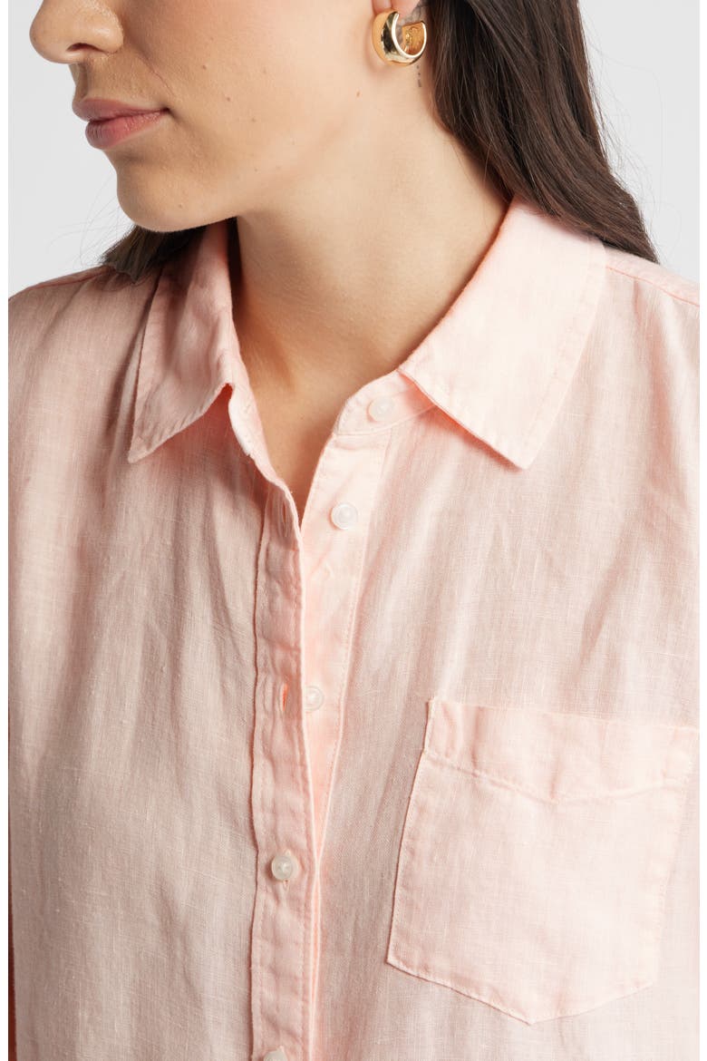 Casual Linen Button-Up Shirt, Alternate, color, PINK FRESCO