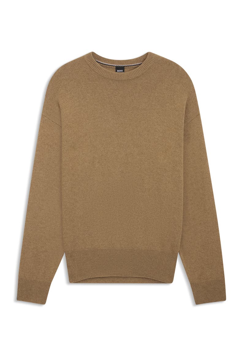 Hercole Crewneck Virgin Wool Sweater, Alternate, color, DARK BEIGE