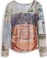 Desigual Pieced Print Long Sleeve T-Shirt