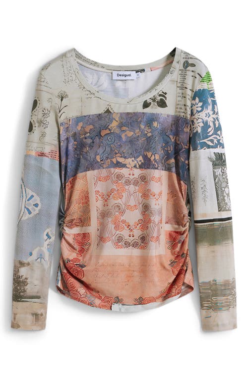 Desigual Pieced Print Long Sleeve T-shirt In Multi