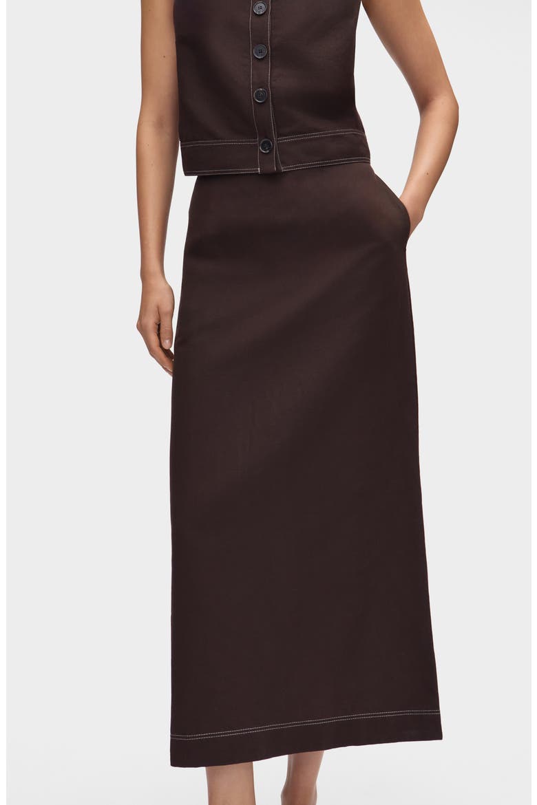 Mia Topstitch Detail Skirt, Alternate, color, CHOCOLATE