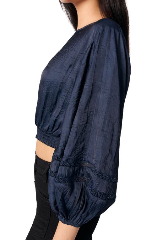 Maje Satin-look Short Top In Navy