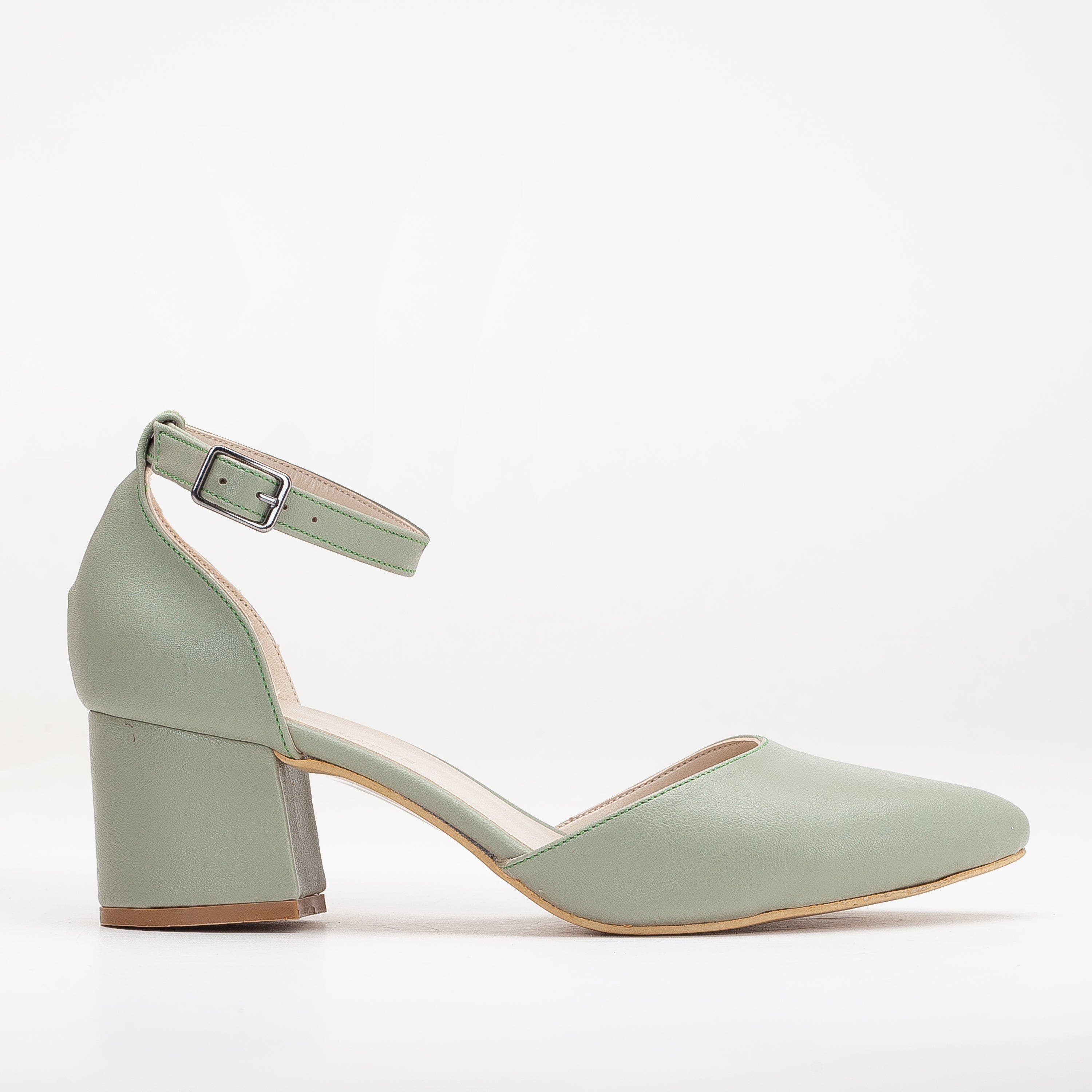 Forever & Always Shoes Fiona Low Block Heels with Ribbon, Alternate, color, Olive Green