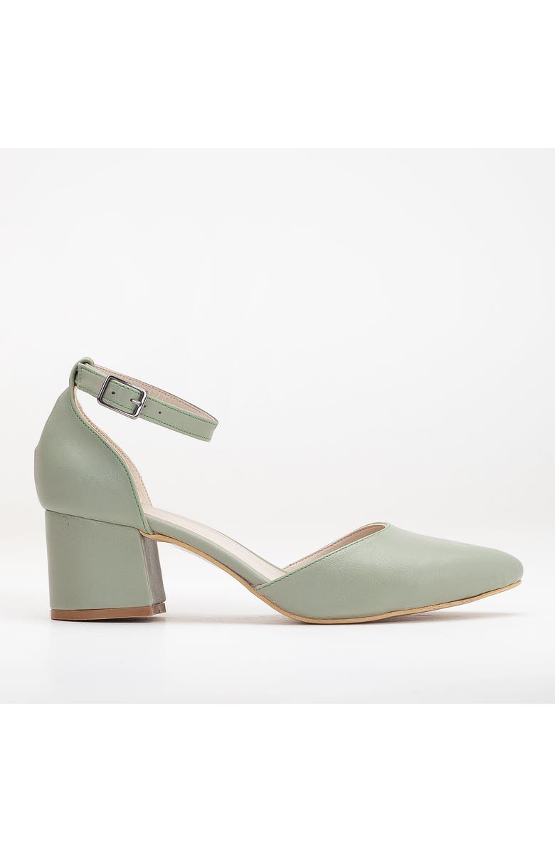 Forever & Always Shoes Fiona Low Block Heels with Ribbon, Alternate, color, Olive Green