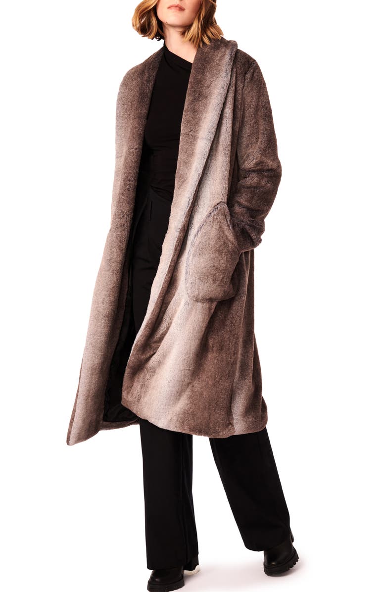 Bernardo Ombre Faux Fur Longline Coat, Alternate, color, 