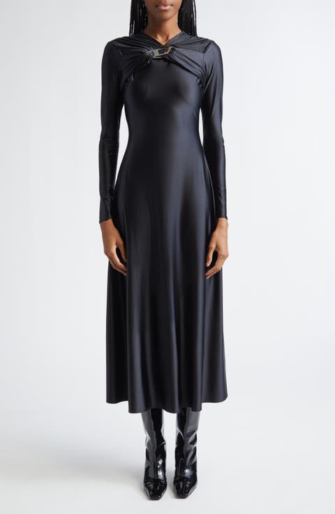 D-iamo Draped Long Sleeve Dress