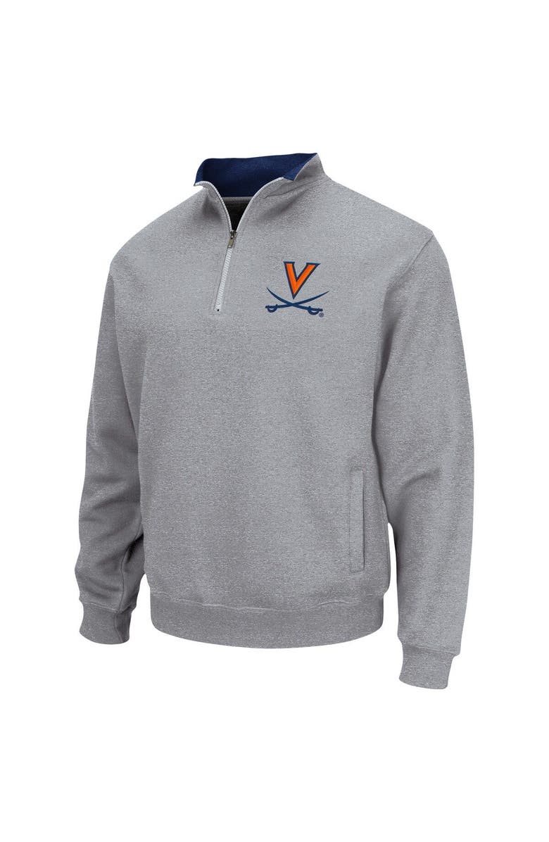 COLOSSEUM Men's Colosseum Heathered Gray Virginia Cavaliers Tortugas Team Logo Quarter-Zip Jacket, Alternate, color, Heather Gray