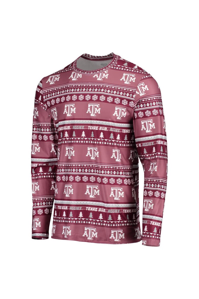 Men's Concepts Sport Maroon Texas A&M Aggies Ugly Sweater Long Sleeve T-Shirt and Pants Sleep Set, Alternate, color, Maroon
