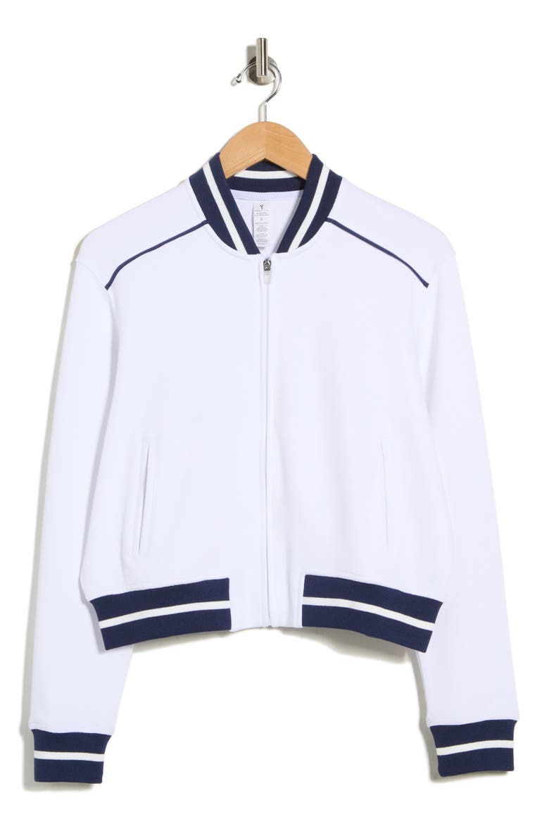 Piquè Tennis Bomber Jacket, Alternate, color, WHITE