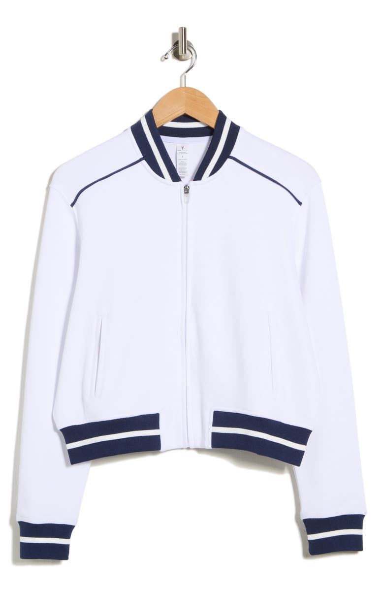 YOGALICIOUS Piquè Tennis Bomber Jacket, Main, color, White
