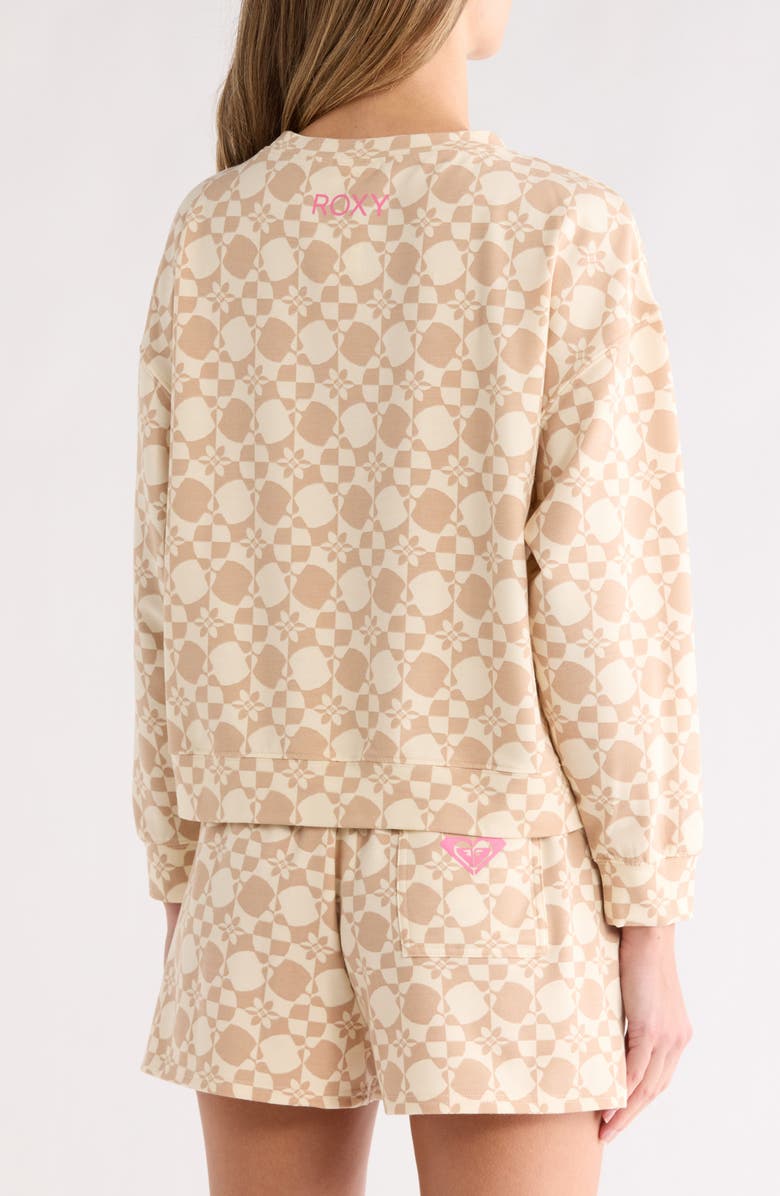 Roxy Check Me Out Long Sleeve Rashguard, Alternate, color, Beige/ Cream