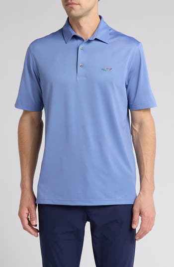Greg Norman Oyster Piqué Performance Polo In Vineyard Blue