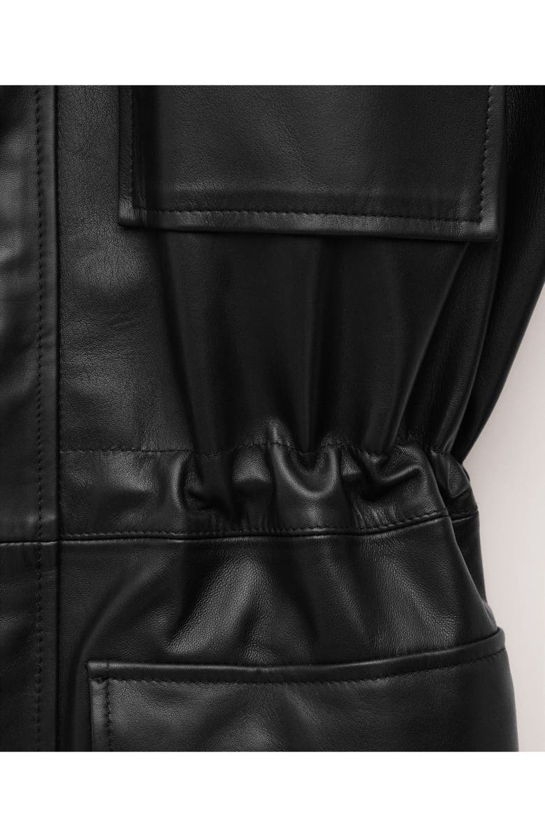 MANGO Leather Coat, Alternate, color, Black