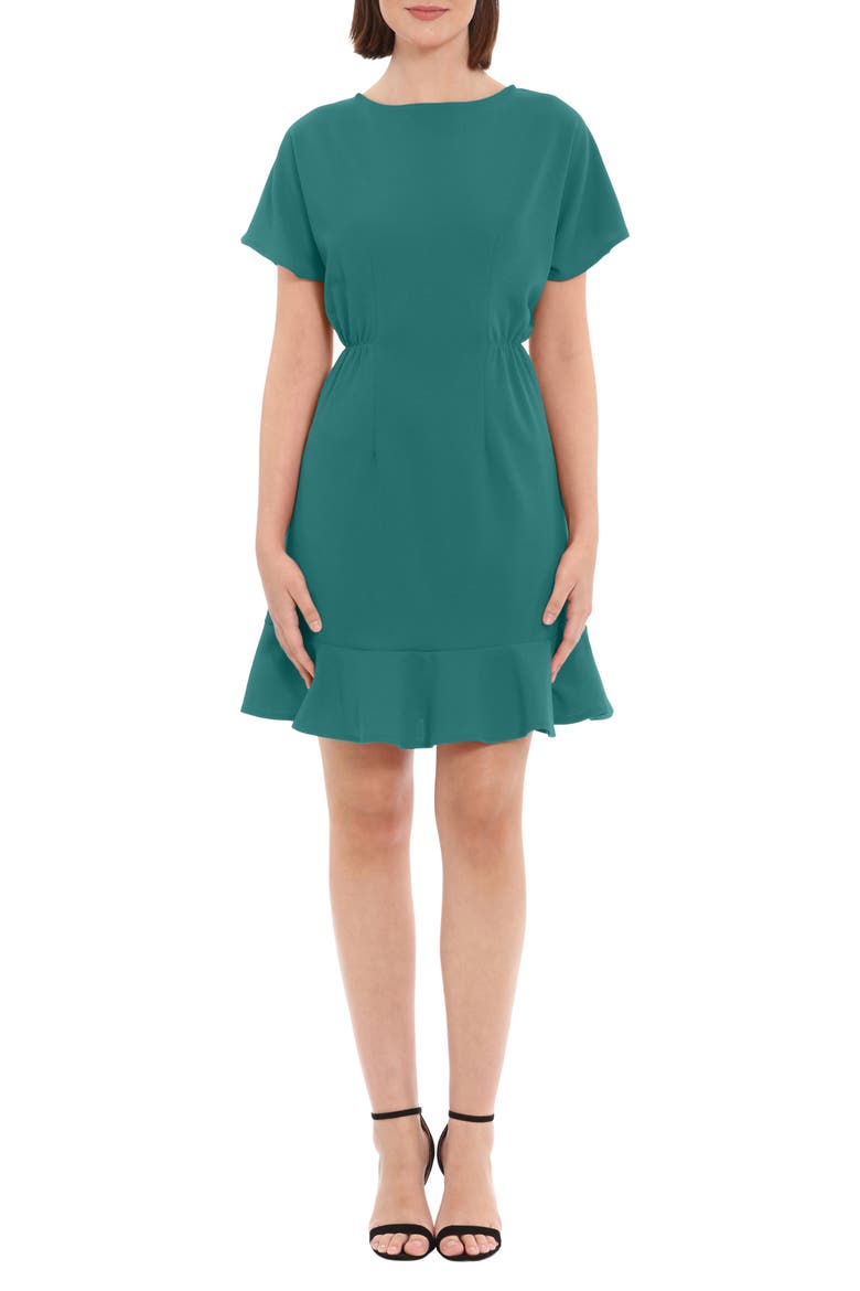 Ruffle Hem Short Sleeve Dress, Main, color, SHADED SPRUCE