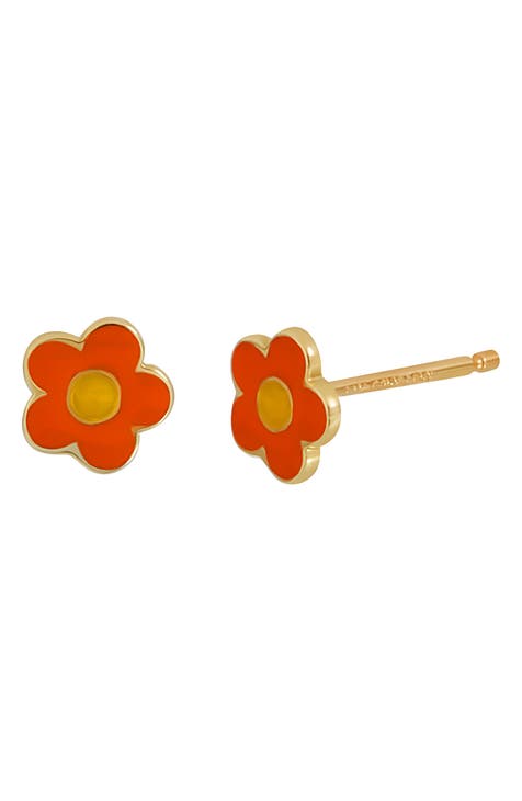 14K Gold & Enamel Flower Stud Earrings (Nordstrom Exclusive)