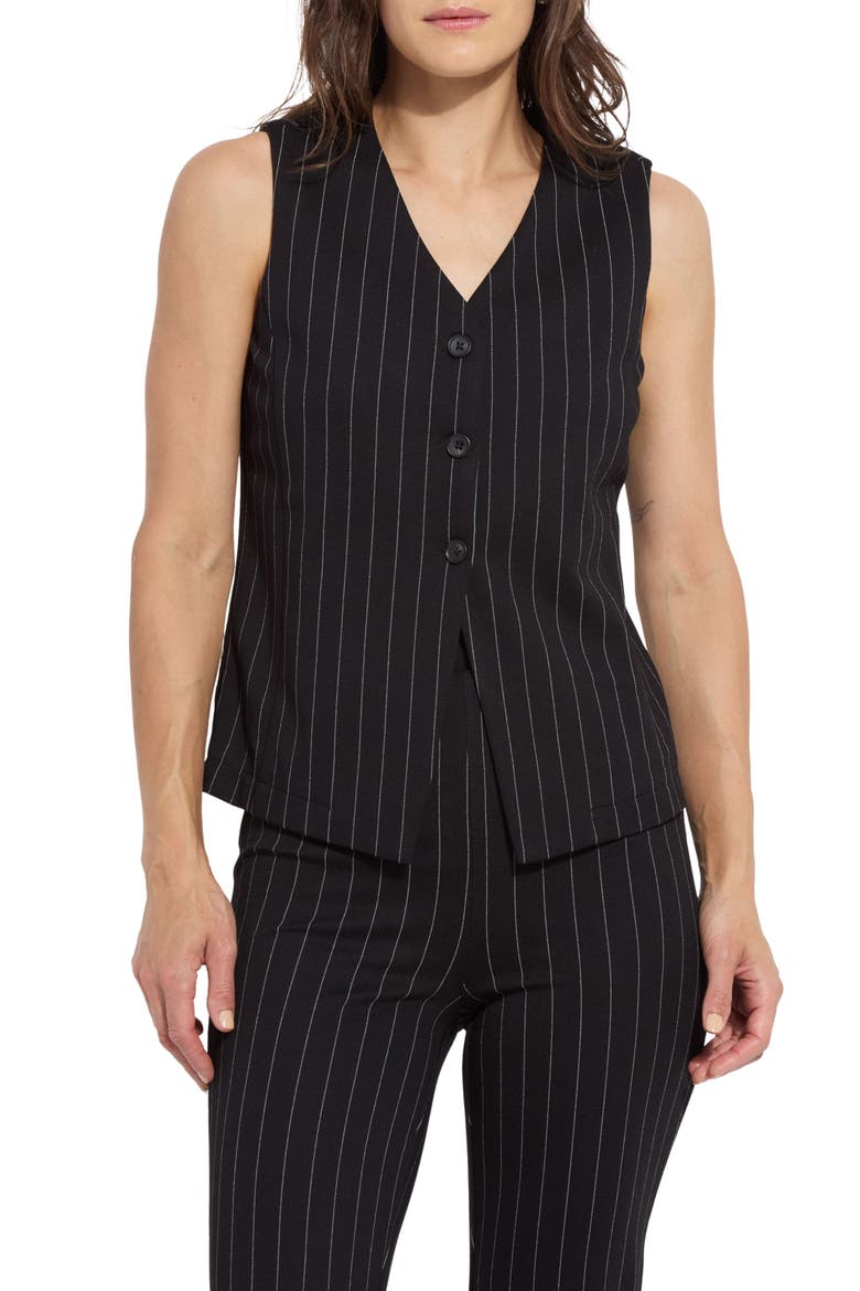 Maria Pinstripe Ponte Vest, Main, color, SOFT SOOTHING STRIPE