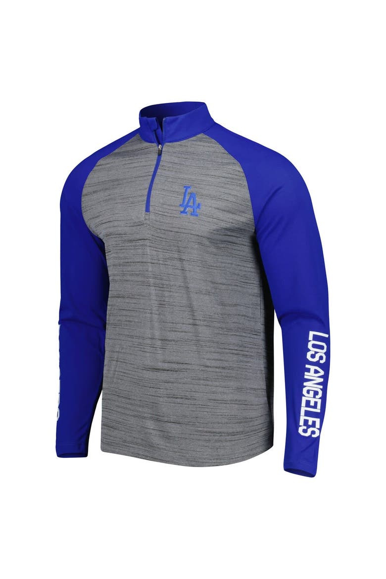 Men's Levelwear Heather Gray Los Angeles Dodgers Vandal Raglan Quarter-Zip Top, Alternate, color, Heather Gray
